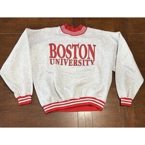 Vintage Boston University Men’s Size L Gear For Sports Grey Crewneck Sweater
